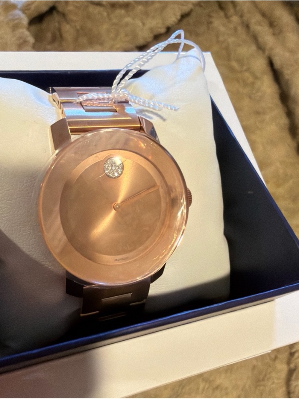 Rose Gold Minimalist Women's Watch with Crystal Accent
